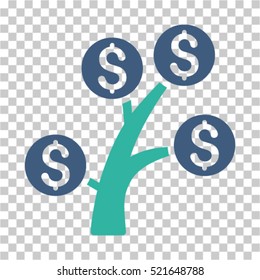 Money Tree icon. Vector pictogram style is a flat symbol, color, chess transparent background. Designed for software and web interface toolbars and menus.