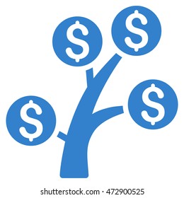 Money Tree icon. Vector style is flat iconic symbol with rounded angles, cobalt color, white background.