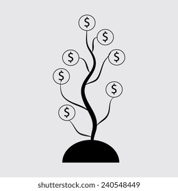 Money tree isolated on White background. illustration on a grey background