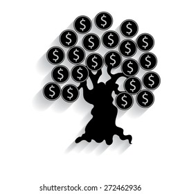 Money tree isolated on White background. illustration  with shadow