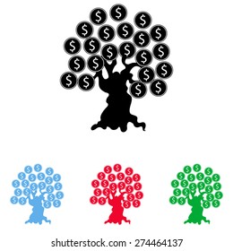 Money tree isolated on White background. illustration