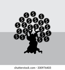 Money tree isolated on White background. illustration