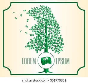 Money tree isolated on white background. Symbol, dollar, business. Vector illustration.