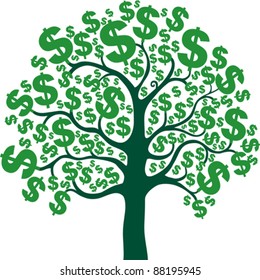 money tree isolated on White background. Vector illustration