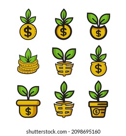 Money Tree Logo Vector Set 