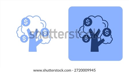 Money Tree MixedTwo-tone color and contrasting background icon illustration