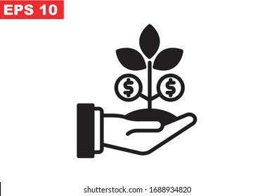 Money Tree On Hand Vector Illustration