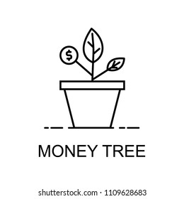 money tree outline icon. Element of finance icon for mobile concept and web apps. Thin line money tree outline icon can be used for web and mobile. Premium icon on white background