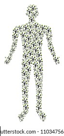 Money tree person figure. Vector money tree icons are organized into human combination.