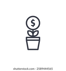 Money tree plant growing icon symbol vector sign isolated on white background illustration for graphic and web design