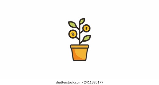 money tree plant investment logo design