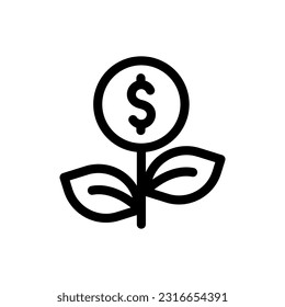 Money tree plant logo icon with coin dollar. Business profit investment, finance education, business income, business development concept. vector Cartoon minimal style