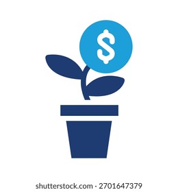 Árbol del dinero en diseño coloreado del Vector del icono del pote bueno para el Web o el App móvil
