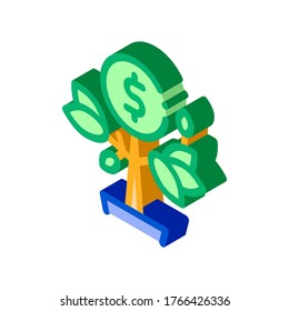 Money Tree Pot Icon Vector. Isometric Money Tree Pot sign. color isolated symbol illustration