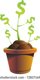 Money tree in a pot vector illustration