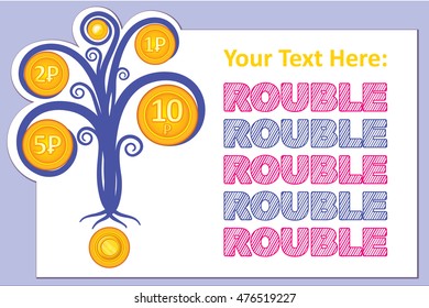 Money Tree Rouble Infographic, vector illustration.
