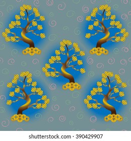 Money tree seamless pattern