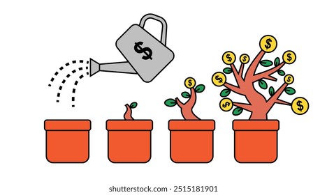 Money Tree Symbol of Growing and Profitable Investments Coins Dollar