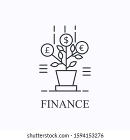 Money tree thin line icon. Finance concept. Outline vector illustration