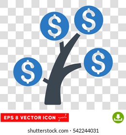Money Tree vector icon. Image style is a flat smooth blue pictogram symbol.