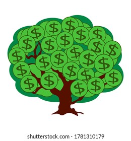 Money Tree vector illustration, business growth symbol, financial concept, isolated, flat design.