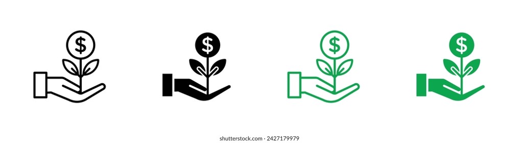 Money Tree Vector Illustration Set. Money Plant growth sign suitable for apps and websites UI design.