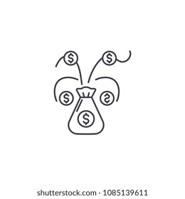 money tree vector line icon, sign, illustration on background, editable strokes