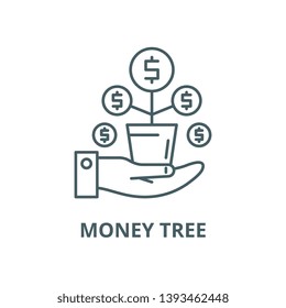 Money tree vector line icon, linear concept, outline sign, symbol