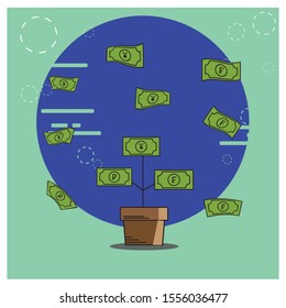 money tree vector.Modern flat style concept vector illustration isolated on white background.and business and finance.
