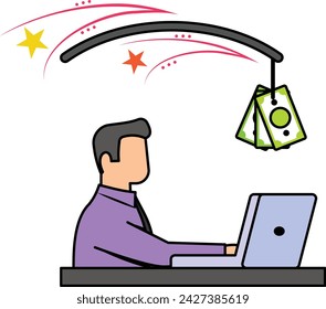 Geld trivialisieren das Arbeitskonzept, erhöhte Produktivität oder verbesserte Leistung Cash Rewards Vektor-Design, Selbstverbesserung Arbeitsplatz Symbol Geschäftsmotivation Zeichen, zielgerichtetes Verhalten Stock