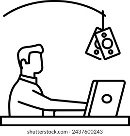 Dinero trivializa el concepto de trabajo, aumento de la productividad o mejora del rendimiento en efectivo recompensas vector diseño, mejora de sí mismo lugar de trabajo Símbolo de motivación empresarial Señal, Impulso empresarial stock