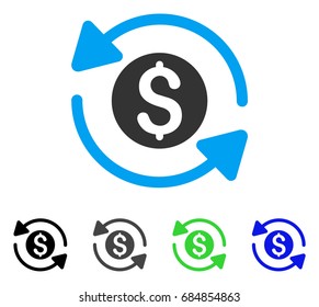 Money Turnover flat vector icon. Colored money turnover gray, black, blue, green pictogram versions. Flat icon style for graphic design.