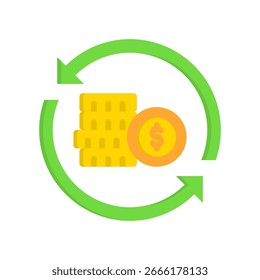 Money Turnover Icon Flat Vector Illustration