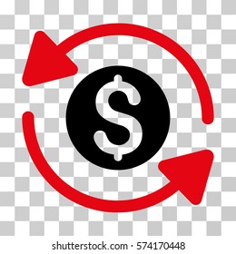 Money Turnover icon. Vector illustration style is flat iconic bicolor symbol, intensive red and black colors, transparent background. Designed for web and software interfaces.