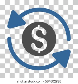 Money Turnover icon. Vector illustration style is flat iconic bicolor symbol, cobalt and gray colors, transparent background. Designed for web and software interfaces.