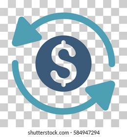 Money Turnover icon. Vector illustration style is flat iconic bicolor symbol, cyan and blue colors, transparent background. Designed for web and software interfaces.