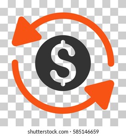 Money Turnover icon. Vector illustration style is flat iconic bicolor symbol, orange and gray colors, transparent background. Designed for web and software interfaces.