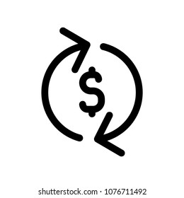 Money turnover icon, vector icon isolated on white background