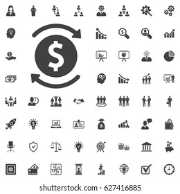 Money turnover icon vector, solid logo illustration, pictogram on white background. Business set of icons