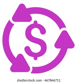Money Turnover icon. Vector style is flat iconic symbol with rounded angles, violet color, white background.