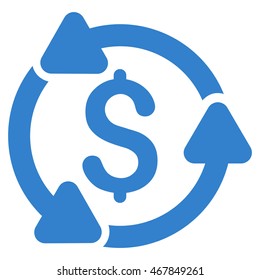 Money Turnover icon. Vector style is flat iconic symbol with rounded angles, cobalt color, white background.