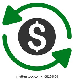 Money Turnover icon. Vector style is bicolor flat iconic symbol with rounded angles, green and gray colors, white background.