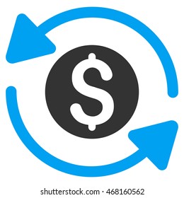 Money Turnover icon. Vector style is bicolor flat iconic symbol with rounded angles, blue and gray colors, white background.