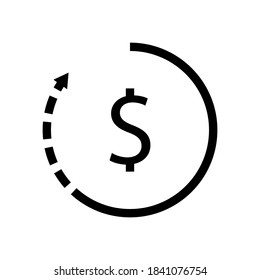Money Turnover or revenue icon. vector template. Dollar sign & Return Arrow. Element of banking and finance icon for mobile concept and web apps. Glyph style money turnover icon.