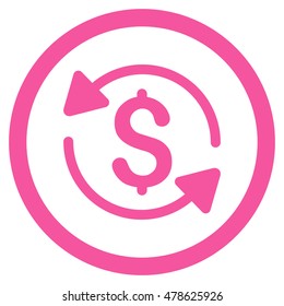 Money Turnover rounded icon. Vector illustration style is flat iconic symbol, pink color, white background.