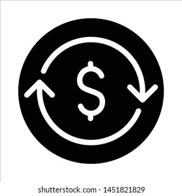 Money turnover solid Icon on white background. Vector isolated element.