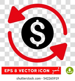 Money Turnover vector icon. Image style is a flat intensive red and black pictograph symbol.