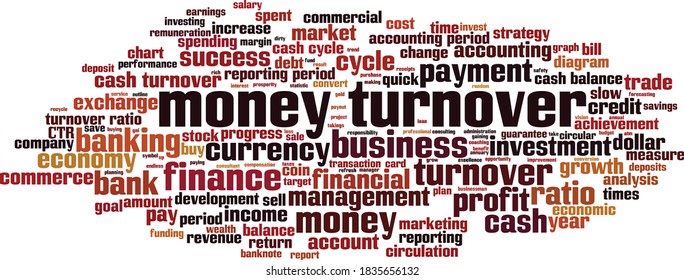 Concepto de nube de palabras de volumen de negocios de dinero. Collage hecho de palabras acerca del movimiento de dinero. Ilustración del vector