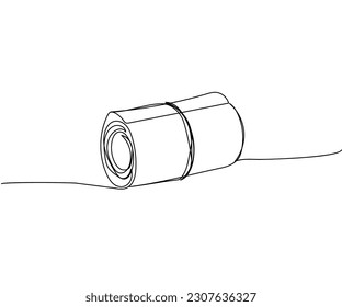 Money twisted into a roll, bribe, redemption, cash, banknotes, dollars, hryvnia, euro one line art. Continuous line drawing of bank, money, financial, payment, data, savings, economic, wealth, credit