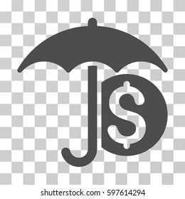 Money Umbrella Protection icon. Vector illustration style is flat iconic symbol, gray color, transparent background. Designed for web and software interfaces.